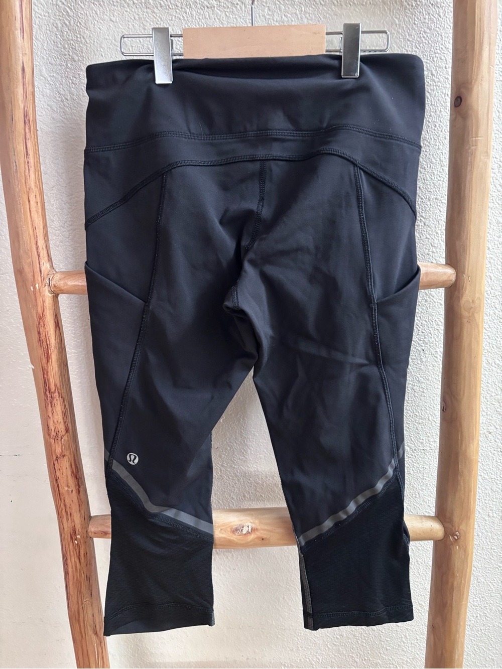 lululemon athletica Black Cropped Leggings with Reflective Trim